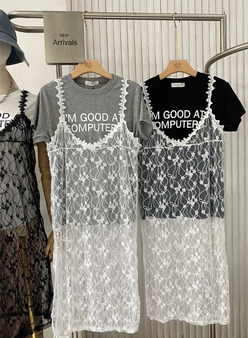 Summer Stylist T-Shirts  With Lacey Dresses